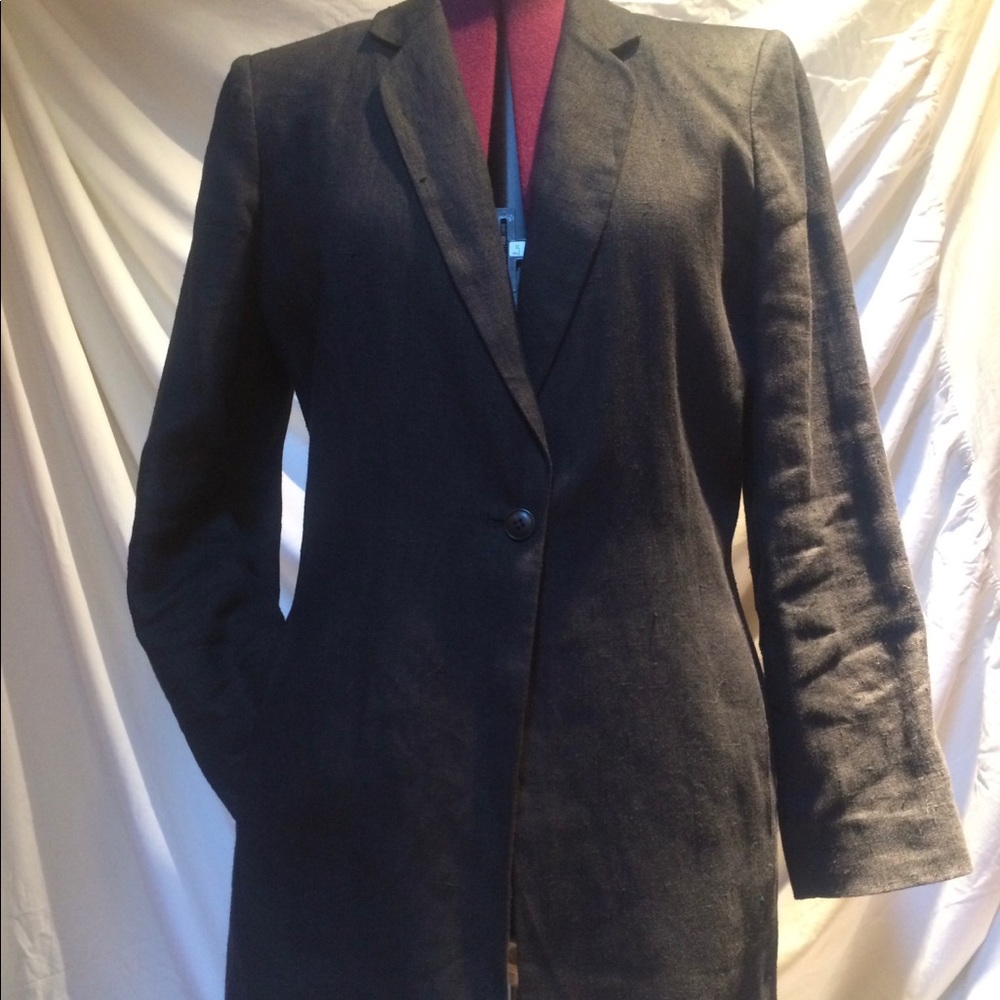 Harve Bernard long 100% Linen black blazer Size 10